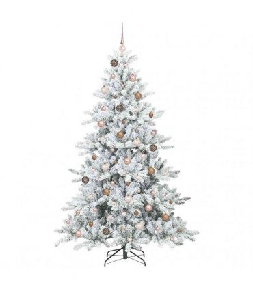 vidaXL Artificial Hinged Christmas Tree Green and white 210 cm PVC