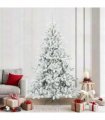 vidaXL Artificial Hinged Christmas Tree Green and white 210 cm PVC