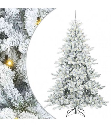 vidaXL Artificial Hinged Christmas Tree Green and white 210 cm PVC