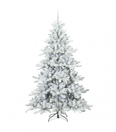 vidaXL Artificial Hinged Christmas Tree Green and white 210 cm PVC