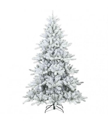vidaXL Artificial Hinged Christmas Tree Green and white 210 cm PVC