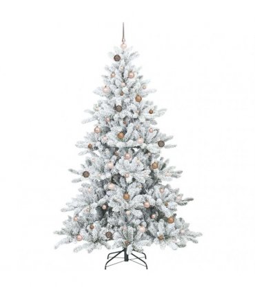 vidaXL Artificial Hinged Christmas Tree Green and white 240 cm PVC