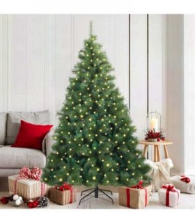 vidaXL Artificial Hinged Christmas Tree Green 180 cm PE and PVC