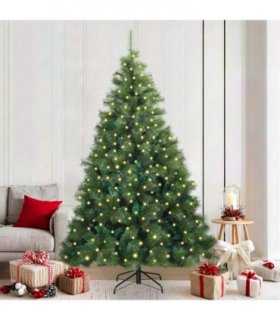 vidaXL Artificial Hinged Christmas Tree Green 210 cm PE and PVC