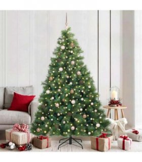 vidaXL Artificial Hinged Christmas Tree Green 210 cm PE and PVC