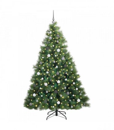 vidaXL Artificial Hinged Christmas Tree Green 210 cm PE and PVC