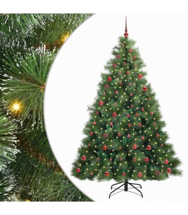 vidaXL Artificial Hinged Christmas Tree Green 210 cm PE and PVC