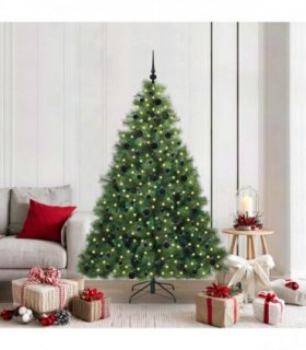 vidaXL Artificial Hinged Christmas Tree Green 210 cm PE and PVC