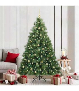 vidaXL Artificial Hinged Christmas Tree Green 210 cm PE and PVC