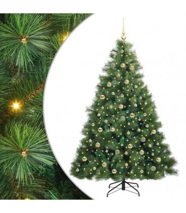 vidaXL Artificial Hinged Christmas Tree Green 210 cm PE and PVC