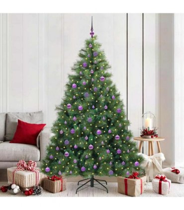 vidaXL Artificial Hinged Christmas Tree Green 210 cm PE and PVC