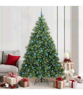 vidaXL Artificial Hinged Christmas Tree Green 210 cm PE and PVC