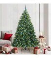 vidaXL Artificial Hinged Christmas Tree Green 210 cm PE and PVC