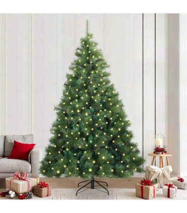 vidaXL Artificial Hinged Christmas Tree Green 240 cm PE and PVC