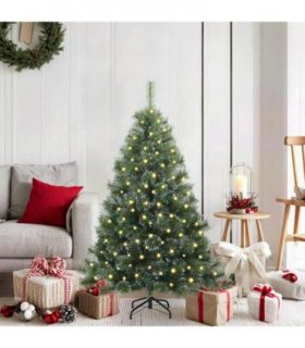 vidaXL Artificial Hinged Christmas Tree Green and white 120 cm