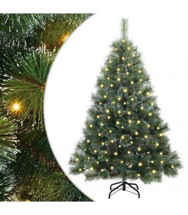vidaXL Artificial Hinged Christmas Tree Green and white 120 cm