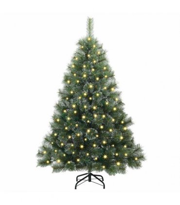 vidaXL Artificial Hinged Christmas Tree Green and white 120 cm
