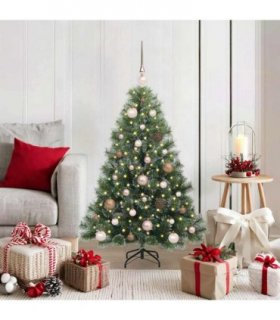 vidaXL Artificial Hinged Christmas Tree Green and white 120 cm