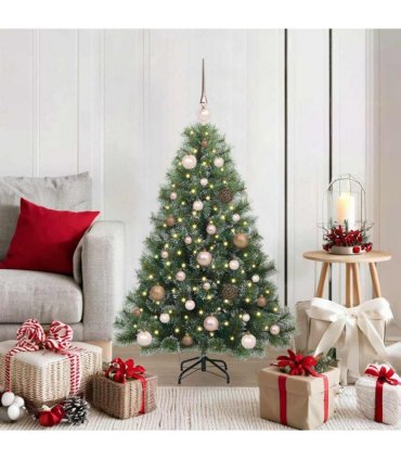 vidaXL Artificial Hinged Christmas Tree Green and white 120 cm
