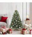 vidaXL Artificial Hinged Christmas Tree Green and white 120 cm