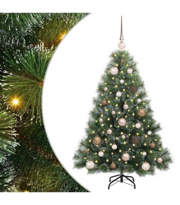 vidaXL Artificial Hinged Christmas Tree Green and white 120 cm