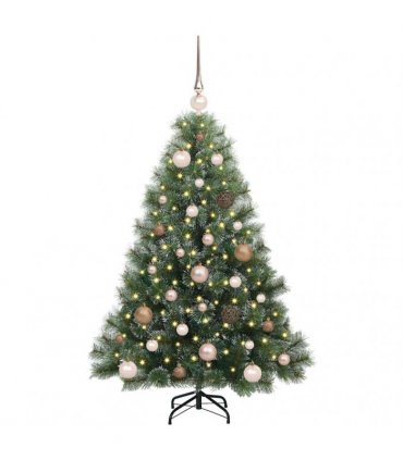 vidaXL Artificial Hinged Christmas Tree Green and white 120 cm