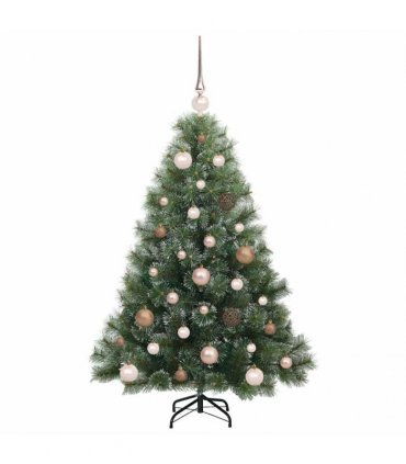 vidaXL Artificial Hinged Christmas Tree Green and white 120 cm