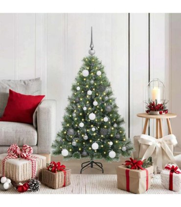 vidaXL Artificial Hinged Christmas Tree Green and white 120 cm