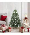 vidaXL Artificial Hinged Christmas Tree Green and white 120 cm