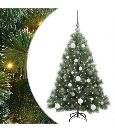 vidaXL Artificial Hinged Christmas Tree Green and white 120 cm