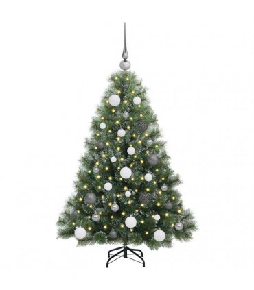 vidaXL Artificial Hinged Christmas Tree Green and white 120 cm