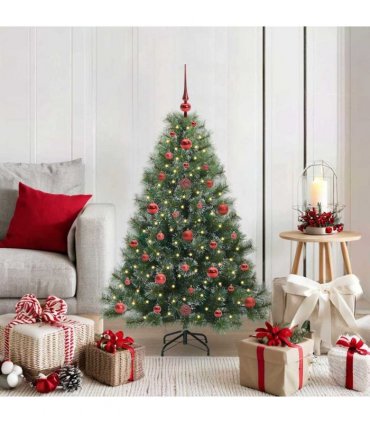 vidaXL Artificial Hinged Christmas Tree Green and white 120 cm