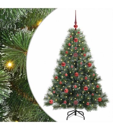 vidaXL Artificial Hinged Christmas Tree Green and white 120 cm
