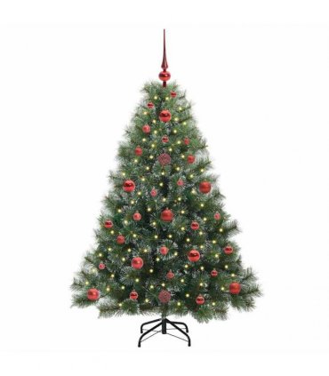 vidaXL Artificial Hinged Christmas Tree Green and white 120 cm