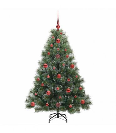 vidaXL Artificial Hinged Christmas Tree Green and white 120 cm