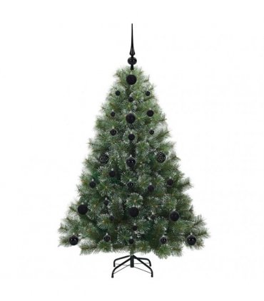 vidaXL Artificial Hinged Christmas Tree Green and white 120 cm