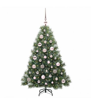 vidaXL Artificial Hinged Christmas Tree Green and white 120 cm