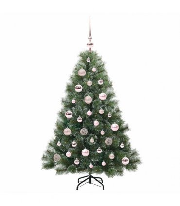 vidaXL Artificial Hinged Christmas Tree Green and white 120 cm