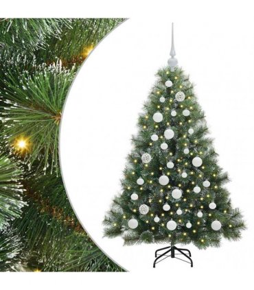 vidaXL Artificial Hinged Christmas Tree Green and white 120 cm