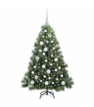 vidaXL Artificial Hinged Christmas Tree Green and white 120 cm