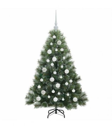 vidaXL Artificial Hinged Christmas Tree Green and white 120 cm