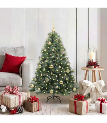 vidaXL Artificial Hinged Christmas Tree Green and white 120 cm