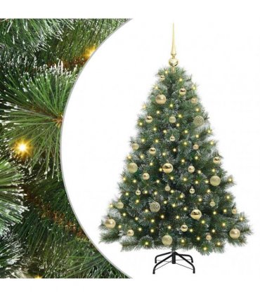 vidaXL Artificial Hinged Christmas Tree Green and white 120 cm
