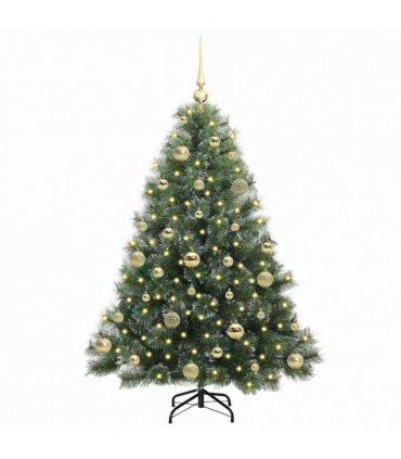 vidaXL Artificial Hinged Christmas Tree Green and white 120 cm