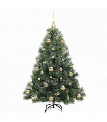 vidaXL Artificial Hinged Christmas Tree Green and white 120 cm