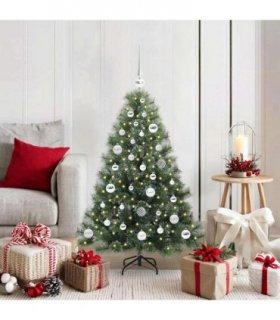 vidaXL Artificial Hinged Christmas Tree Green and white 120 cm