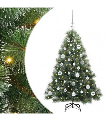 vidaXL Artificial Hinged Christmas Tree Green and white 120 cm