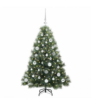 vidaXL Artificial Hinged Christmas Tree Green and white 120 cm