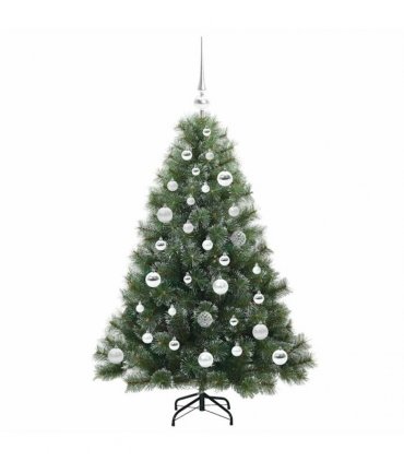 vidaXL Artificial Hinged Christmas Tree Green and white 120 cm