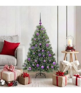 vidaXL Artificial Hinged Christmas Tree Green and white 120 cm